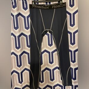 Black Blue and Gray Compression Leggings
